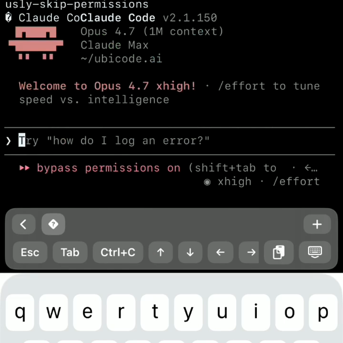 Ubicode AI agent control from a mobile terminal