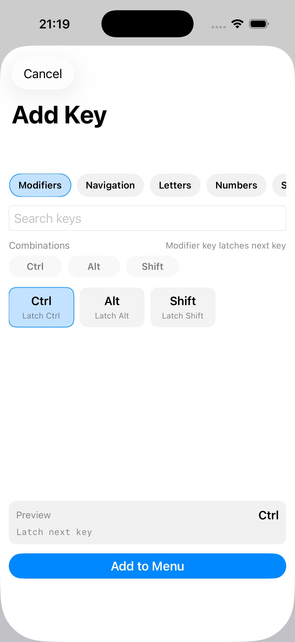 Ubicode custom key panel editor